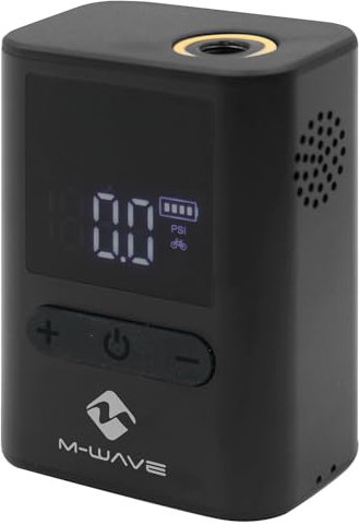 Elektrische mini Fahrradpumpe, ELUMATIK POCKET von M-WAVE, LCD-Display, 100 psi / 7 bar