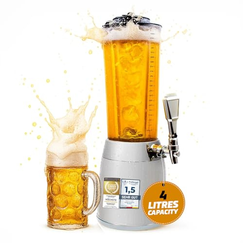 Dispensador de cerveza de 4,0L Dispensador de bebidas Cult Beer Tower con refrigerador de 1,3L (Blanco)