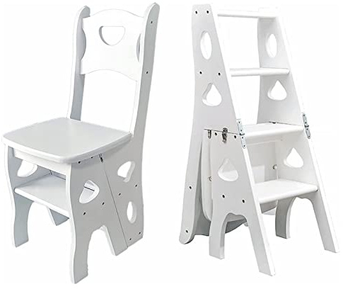 Scala pieghevole per biblioteca, sgabello portatile a 4 gradini e ripiano per casa e ufficio, elegante finitura bianca, design versatile salvaspazio per un facile accesso e arredamento elegante