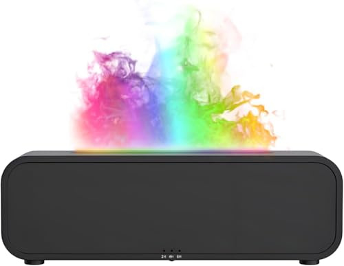 Qumox Diffusore di Aromi a Fiamma e Umidificatore con Telecomando – 250ml, Nebbia Ultrasuoni Silenziosa, Effetto Fiamma Multicolore, Timer 2H/4H/6H, Luci RGB Reattive al Suono, Spegnimento Automatico