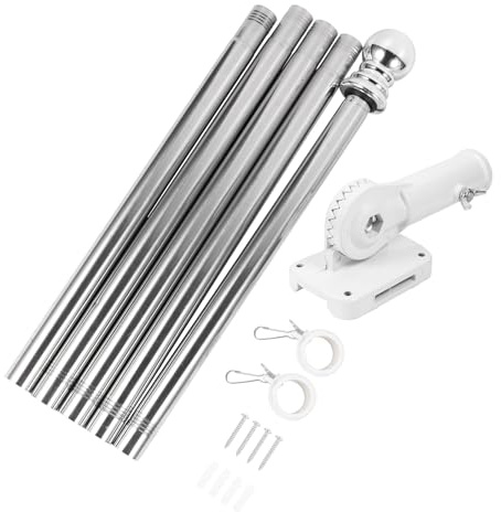 Gadpiparty Kit Asta Bandiera in Acciaio Resistente con Supporto da Parete Resistente alle Intemperie Asta Modulare per Esterni Montaggio Facile senza Attrezzi