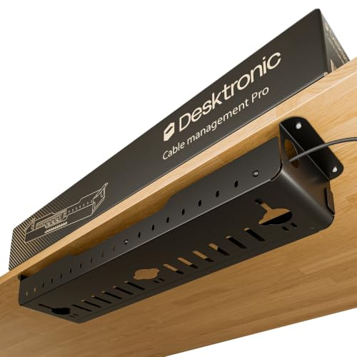 Cable Management Pro – Plateau de Gestion des câbles sous Bureau avec multiprise intégrée, Organiseur de câbles en Acier avec Couvercle magnétique, Design ventilé, Installation Facile