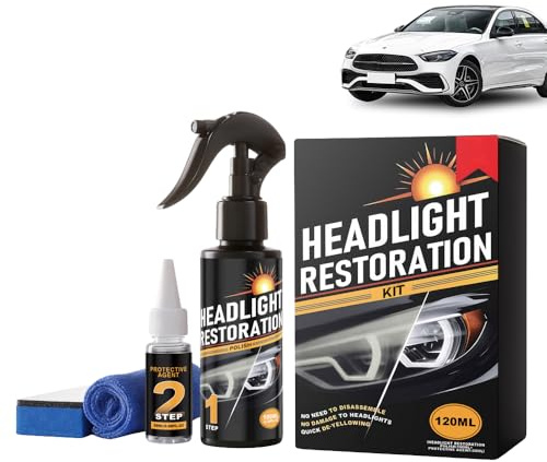 givuaime Scheinwerferreinigungs und aufbereitungsset, Scheinwerfer aufbereitung Set 120ml, Matte und Blinde Scheinwerfer polierset, ohne Elektrowerkzeuge, Klarspray für Autoscheinwerfer (1)