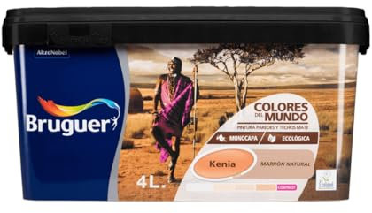 Bruguer Colores del Mundo Pintura para paredes monocapa Kenia Marrón Natural 4 L