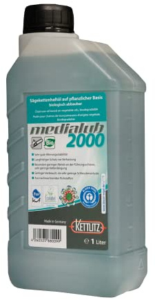 Huile de chaîne bio Kettlitz-Medialub 2000 – 1L – Viscosité 100 – Huile de tronçonneuse biodégradable – Lubrifiant écologique haute performance
