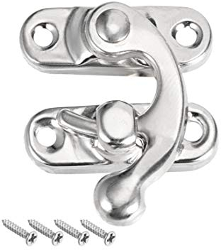 sourcing map 5 Stück Antiker Verschluss Rechts Verschlusshaken Haspe 42 mm x 37 mm Schwingenverschluss mit Schrauben Silber Ton