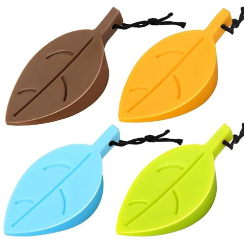 4Pcs Door Stopper Wedge Finger Protector, HNYYZL Silicone Door Stops, Cute Colorful Cartoon Leaf Style Secure Flexible Decorative Finger Protector, for Home and Office(Green, Yellow, Blue, Brown)