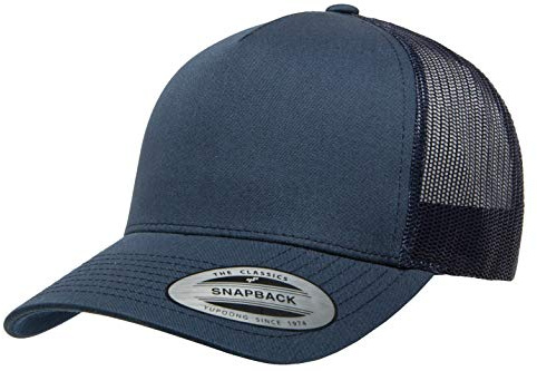 Yupoong Men's YP Classics 5-Panel Retro Trucker Cap, Navy, OSFA, One Size