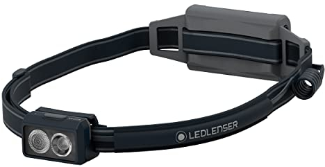 Ledlenser NEO5R LED Stirnlampe Joggen | Kopflampe mit 600 Lumen | Lauflampe mit Akku wiederaufladbar mit rotem Rücklicht | reflektierendes Stirnband, Brustgurt, Lampenkopf schwenkbar | schwarz/grau