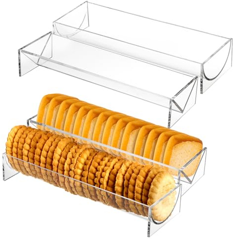SOUJOY 4 Pack Cracker Tray for Serving, Acrylic Biscuit Stand Cracker Server Holder, Rectangular Clear Food Display Holder for Countertop, Home, Wedding Events, Parties and Events