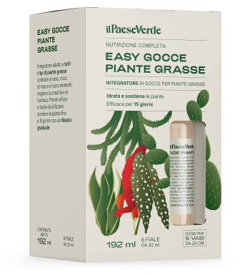 Easy Gocce Piante Grasse. Concime in Fiale per tutti i tipi di Piante Grasse. 6 fiale di fertilizzante da 32ml pronte all'uso.