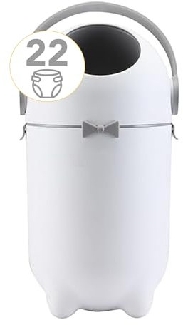 Maxi Baby - Cubo de basura de pañales para pañales - Eliminación de pañales para uso doméstico - Uso de cualquier bolsa - Durable y sin olor - Blanco - Maxibaby