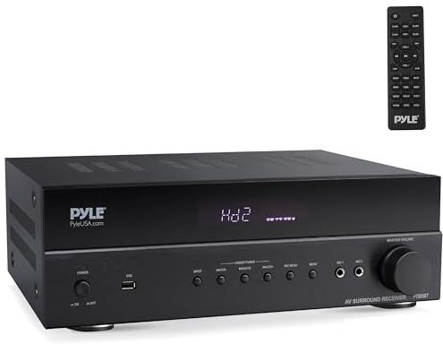 Pyle 5.2 Channel Hi-Fi Home Theater Receiver - 1000W MAX Wireless BT Surround Sound Stereo Amplifier System with 4k Ultra HD Support, MP3/USB/DAC, Ideal for Immersive Home Audio Experience