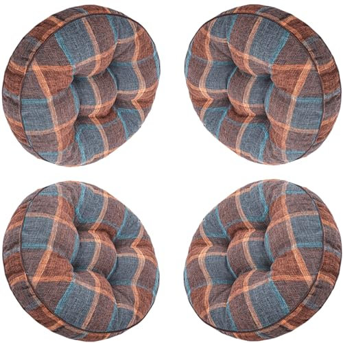 uyeoco 1/2/4 er Set Stuhlkissen 40cm/45cmx9cm Dicke Auflagen rund Sitzkissen StühleSitzauflage für Indoor und Outdoor Polsterung Steppkissen/Bodenkissen(A16,4PCS_45X45CM)
