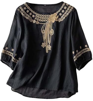 Uwdiohq Camisetas Manga Corta con Botones Lino Y Algodon para Mujer, Informal, Estilo Bohemio,Primavera Verano Suelto Blusas Camisas Original Fiesta Tops T-Shirt tee Camiseta Ligero Cuello En V