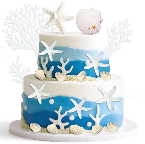 20 Pezzi Decorazione Torta da Conchiglie, Decorazioni per Torte Stella Marina, Accessori per Torte Estive, Decorazioni Tema Marino, per Decorazioni di Matrimoni, Tema Spiaggia, Acquario, Fai da Te