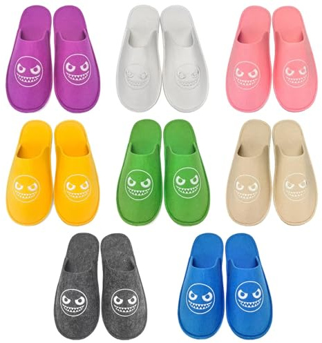GURGER Zapatillas para Invitados con Bordado Cartoon Lavables Antideslizantes Pantuflas para Huéspedes, Casa, Hotel, Hogar, Multicolor Pack de 8 Pares