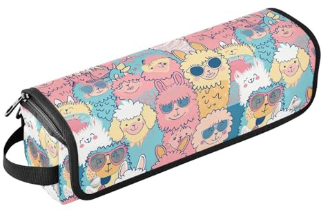 Sac de voyage pour outils de cheveux pour femme avec tapis résistant à la chaleur, étui de voyage imperméable pour fer à friser, fer à friser, sèche-cheveux, motif dessin animé mignon couleur alpaga