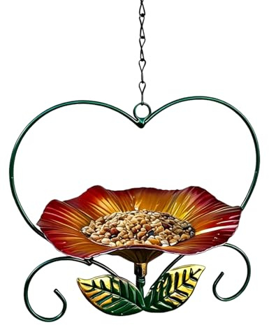 Comederos para Aves Silvestres,Resistente Decoración de Hierro con Forma de Flor | Comederos para Jilgueros para Exterior - Patio, Observación Aves, Pinzones, Loros, Interior/Exterior, Comida/Agua