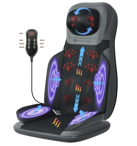 Ethereal Wellness Shiatsu Massage Chair with Heat, Full Back Shiatsu & Rolling, Comfortable Massage Chair Pad for Stress Relief, Gift for her/him, Office and Home.Black
