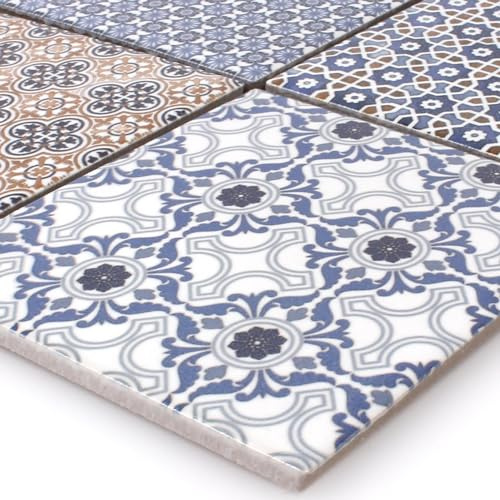 Keramik Mosaikfliesen Daymion Vintage Retro Optik Blau Braun 97