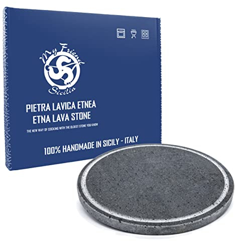 Rejilla de piedra volcánica étnica redonda de 35 cm de diámetro con ranurado – Ideal para barbacoa tipo WEBER o para horno Smeg