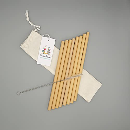 Mienloco Set di 8 cannucce in bambù con spazzola riutilizzabili, ecologiche, ecologiche, sostenibili e prive di plastica