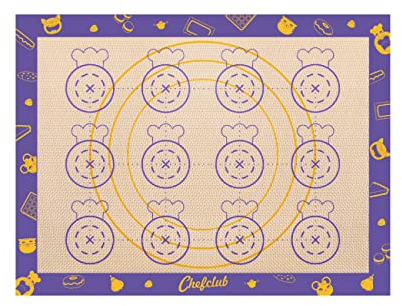 Chefclub - Tapis de Cuisson Silicone 30x40 cm Réutilisable - Tapis Pâtisserie Anti-adhérent avec Graduations - Cuisson Uniforme Biscuits, Macarons, Pizza - Alternative Papier Cuisson - Lave-vaisselle