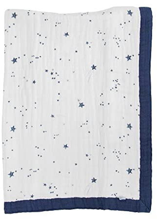 Little Unicorn Newborn Receiving Quilt | Ultra- Soft, Multi-Layered Muslin Fabric | Gift for Newborns & on-The-go (Shooting Stars)