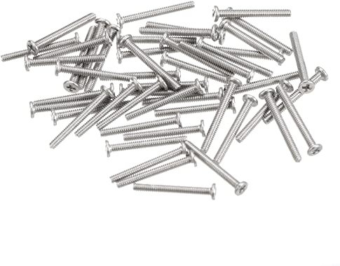 sourcing map M1.2-0.25 x 10mm 50 viti a testa rotonda piatta in acciaio inox 304 Phillips Drive viti per macchina di fissaggio hardware per collegamento mobili