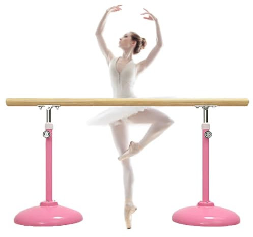 Ballettstange Mobile Ballet Barre for Household Dance Rooms, Adjustable Height 80-120cm, 500kg Load-Bearing Capacity (Color : Pink, Size : 1.5M/5FT)