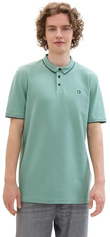 TOM TAILOR Denim Herren Basic Piqué Poloshirt, Bleeched Green, XXL