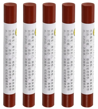 QUARKZMAN Möbelreparatur-Wachsmalstifte, 5 Stück - Holzwachs-Füllstift, Möbelmarker zum Ausbessern - für Kratzer, Löcher, Tische, Schreibtische, Holzböden, Abdeckungen, Palisander