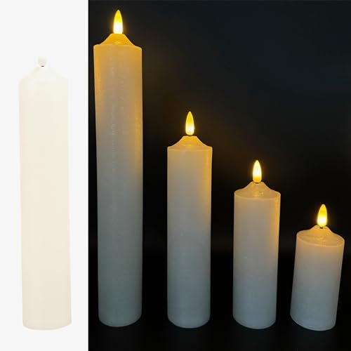 5 LED Kerzen XL aus Echtwachs mit realistischer Flamme - Nur mit 6 Stunden Timerfunktion nutzbar (Weiß)