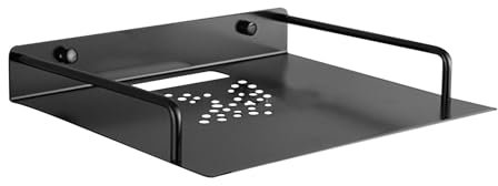 Rrlihjgu Wandmontiertes Router-Aufbewahrungsregal, WLAN-Router-Aufbewahrungsregal, Einlagiger Kabelaufbewahrungsorganisator, Schwarzes Aufbewahrungsregal aus Aluminium mit Platz für Wecker, Steckdose,