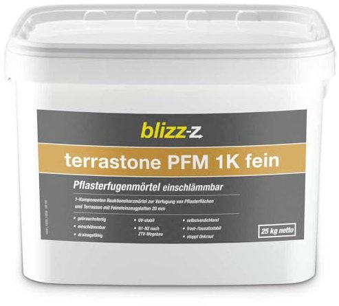 blizz-z terrastone PFM 1K fein Pflasterfugenmörtel 25 kg Eimer (sand) | Fugenmörtel einschlemmbar, verarbeitungsfertig, Fugenbreite 2-30 mm | Made in Germany