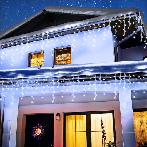 BrizLabs Ljusgardin Jul 1000 LED 35M Kall Vit Vattenfall Utomhuslampor