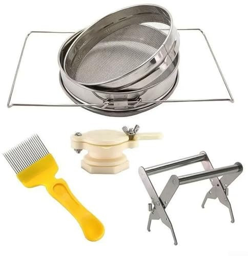 Set completo di strumenti per una raccolta efficace del miele, in acciaio inox, doppio setaccio e accessori