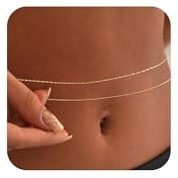 14K Gold Plated Waist Chain for Women - Adjustable Belly Chain Body Jewelry for Bikini Beach & Daily Wear