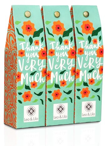 Leo & Lilo Juego de regalo de crema de manos Thank you very much – Loción de manos con aloe vera orgánico – Juego de 3 (3 x 50 ml) – Embalaje individual – Cuida y mima las manos y el cuerpo