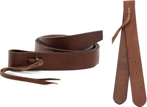 Doqn Western Horse Saddle Leather Latigo Straps Off Billet Cinch Set, Heavy Oil Weighted, 4,4 x 174 cm