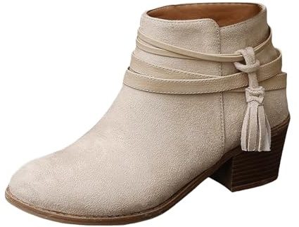 Générique Bottines Confort Femme Décontracté Et Élégant Plate Souple Imperméable Bottine Hiver Femme Chaudes Extérieur Boots Petit Talon Rapide Enfiler Chaussures Bottines