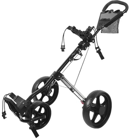 Fabater Carrello da Golf a 3 Ruote, Carrello per Sacca da Golf Pieghevole con Un Clics con Freno a Pedale Segnapunti e Fibbia Regolabile, Carrellos da Golfs Compatto