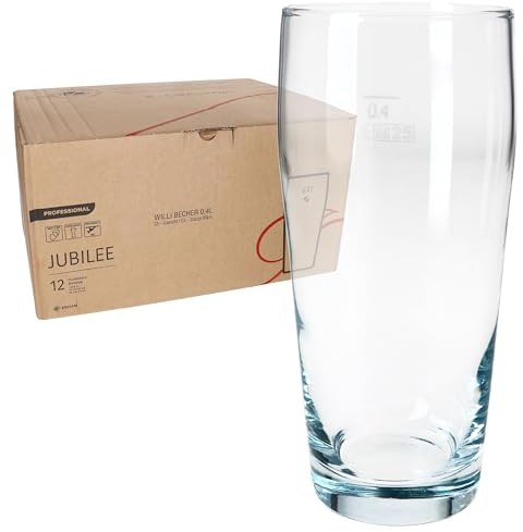 MamboCat 12er Set Willibecher 0,4 L geeicht I Biergläser aus klarem Glas mit Eichstrich I Trinkgläser für Bier, Wasser, Cocktails & Softgetränke ideal für Gastro, Bars & Restaurants