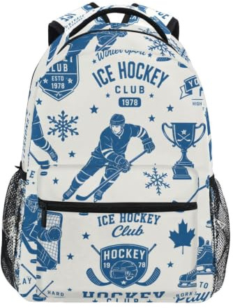 Mnsruu Sac à dos de sport américain de hockey pour filles, garçons, enfants, étudiants, sac à dos pour ordinateur portable, sac de voyage