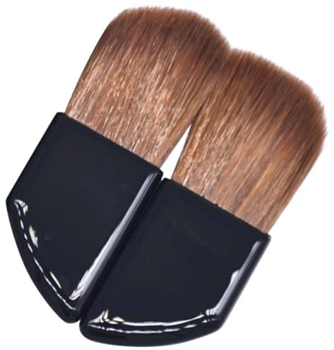 GATHINESS 2 Piezas Set de Brochas de Maquillaje Profesional Mango Inclinado y Cerdas de Nylon para Aplicar Base y Rubor, Pincel Portátil Adecuado para Viaje