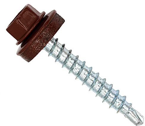 Color-Head Lot de 100 vis à tôle trapézoïdale, couleur cuivré, 4,8x35 mm, vis autoperceuses, à tôle avec rondelle EPDM, vis de toit galvanisées pour tôle trapézoïdale et toit en