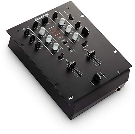 Numark M2 – Table de mixage DJ 2 voies pour platine DJ avec EQ 3 bandes, entrée pour microphone et Commandes de Crossfader, Reverse et de Slope