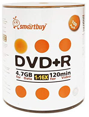 Smart Buy 100 Pack DVD+R 4.7gb 16x Logo Blank Data Video Movie Recordable Disc, 100 Disc 100pk