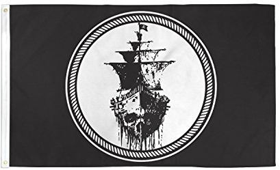 AZ FLAG - Drapeau Pirate Mer Noire - 150x90 cm - Drapeau Corsaire Tête De Mort 100% Polyester Avec Oeillets Métalliques Intégrés - Pavillon 110 g